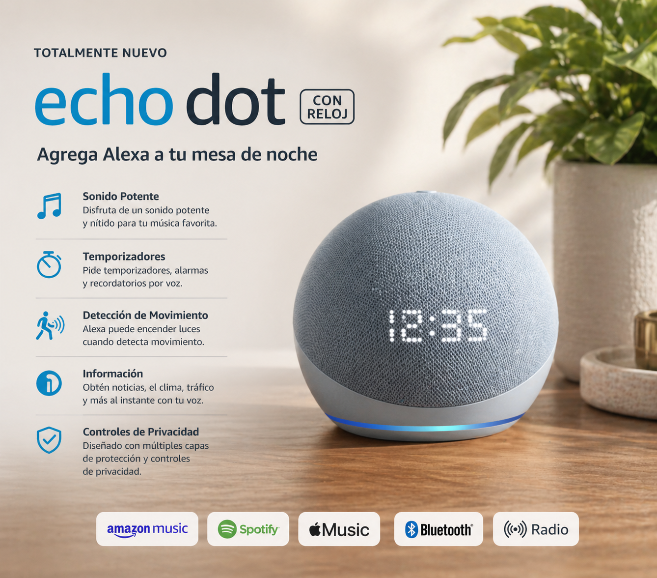 Alexa® Asistente virtual con inteligencia para tu espacio.